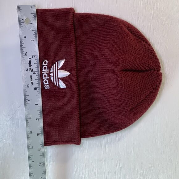 Adidas Originals Knit Unisex Trefoil Winter Fall Ski Beanie Hat One Size Red - Picture 7 of 7